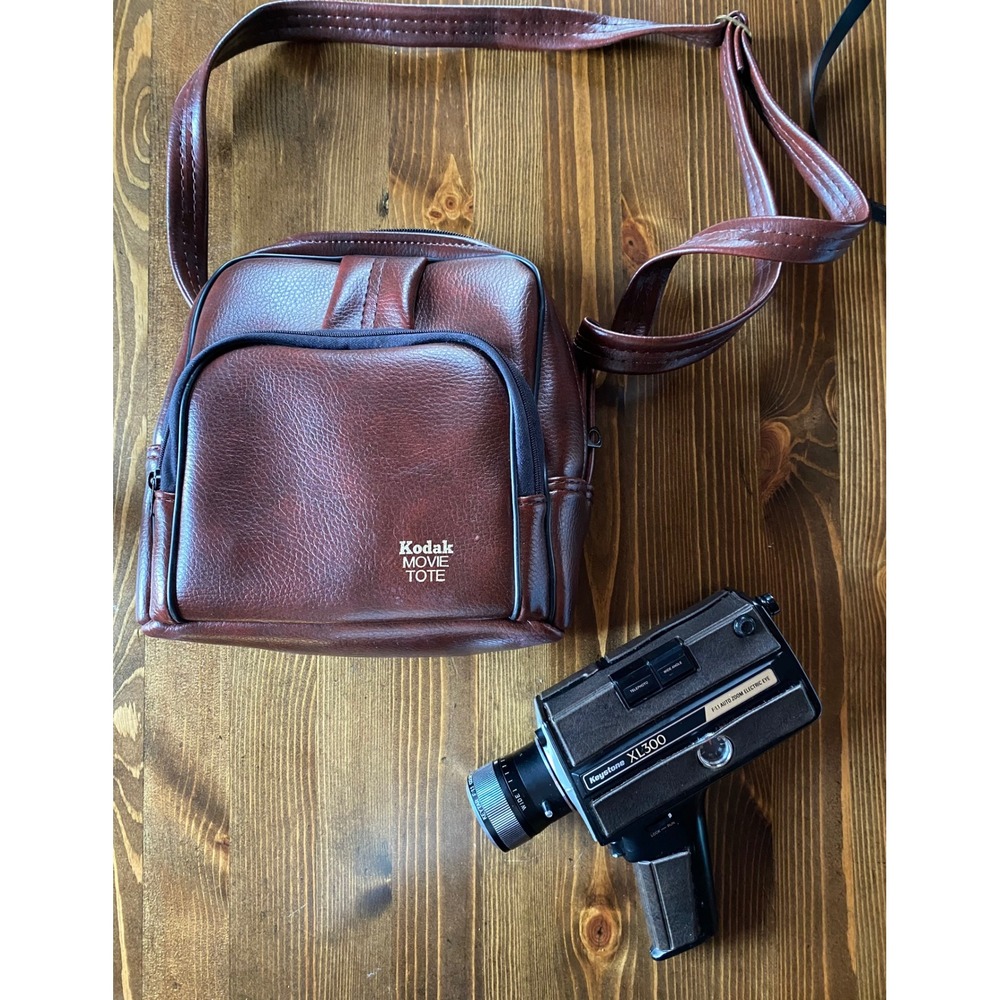 Keystone XL300 Super 8 Movie Camera with Kodak Movie Tote Bag Vintage 1970s